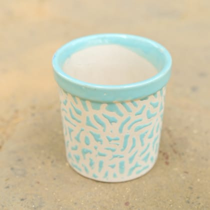 Buy 4 Inch Classy Blue Designer Cylindrical Ceramic Pot (any design) Online | Urvann.com