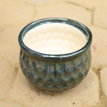 Buy 8 Inch Blue Textured Handi Designer Ceramic Pot Online | Urvann.com