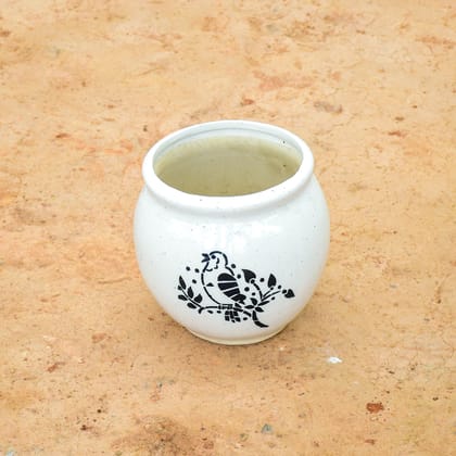 9 Inch White Matki Designer Ceramic Pot (any  design)