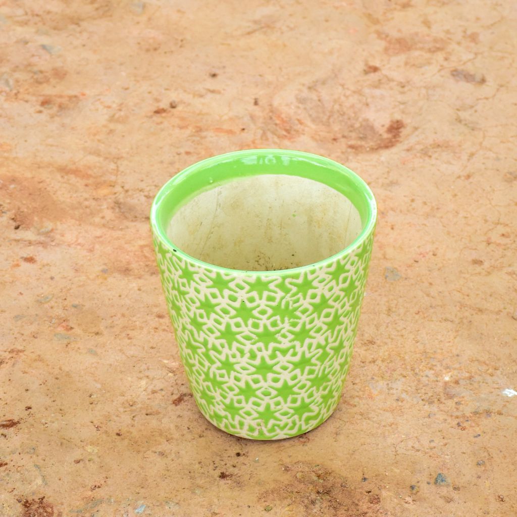 8 Inch Green Glass Designer Ceramic Pot (any design),Pots:Ceramic Planters:Royal Ceramic Pots