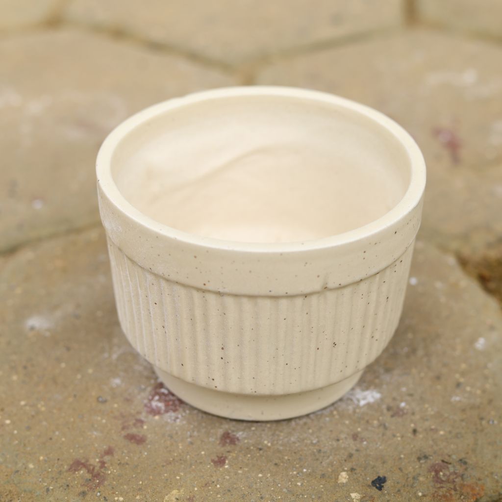 6 Inch Beige Bowl Shape Designer Ceramic Pot