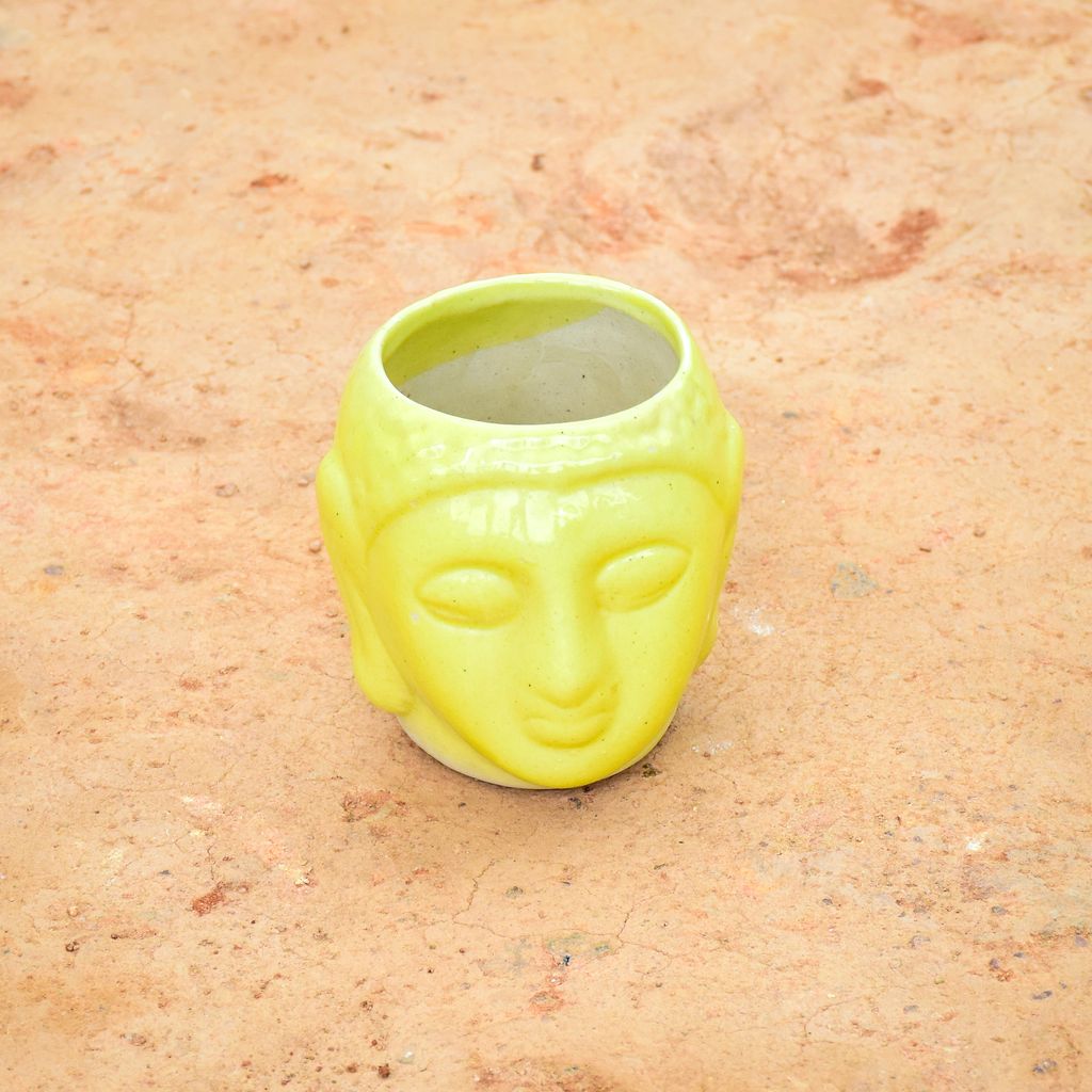 4 Inch Yellow Buddha Designer Ceramic Pot