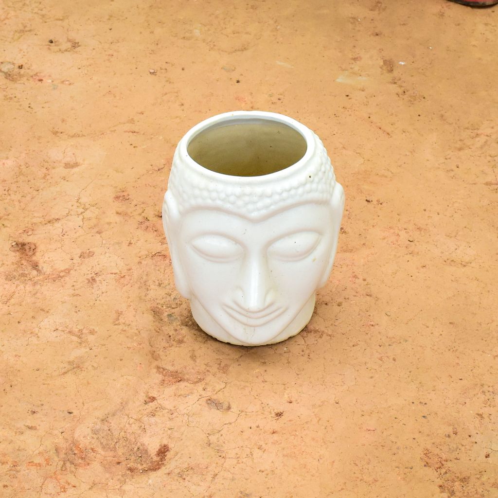 7 Inch White Buddha Designer Ceramic Pot