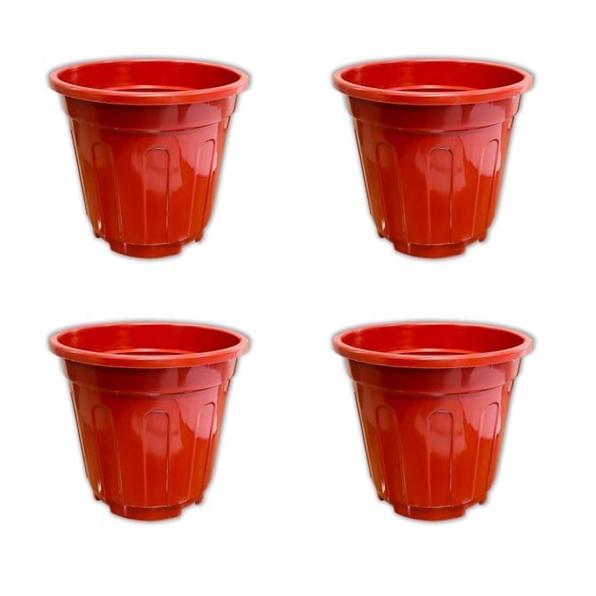 Set of 04 - 6 Inch Red Super Nursery Pot