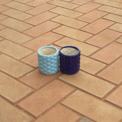 Buy Set Of 2 - 3 Inch Honeycomb Designer Ceramic Pot (Any Colour) Online | Urvann.com