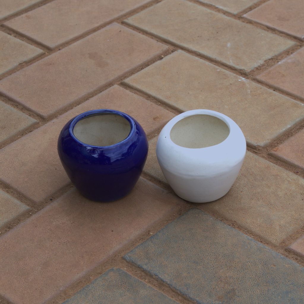 Set Of 2 - 3 Inch Classy Apple Ceramic Pot (Any Colour),Pots:Ceramic Planters:Royal Ceramic Pots