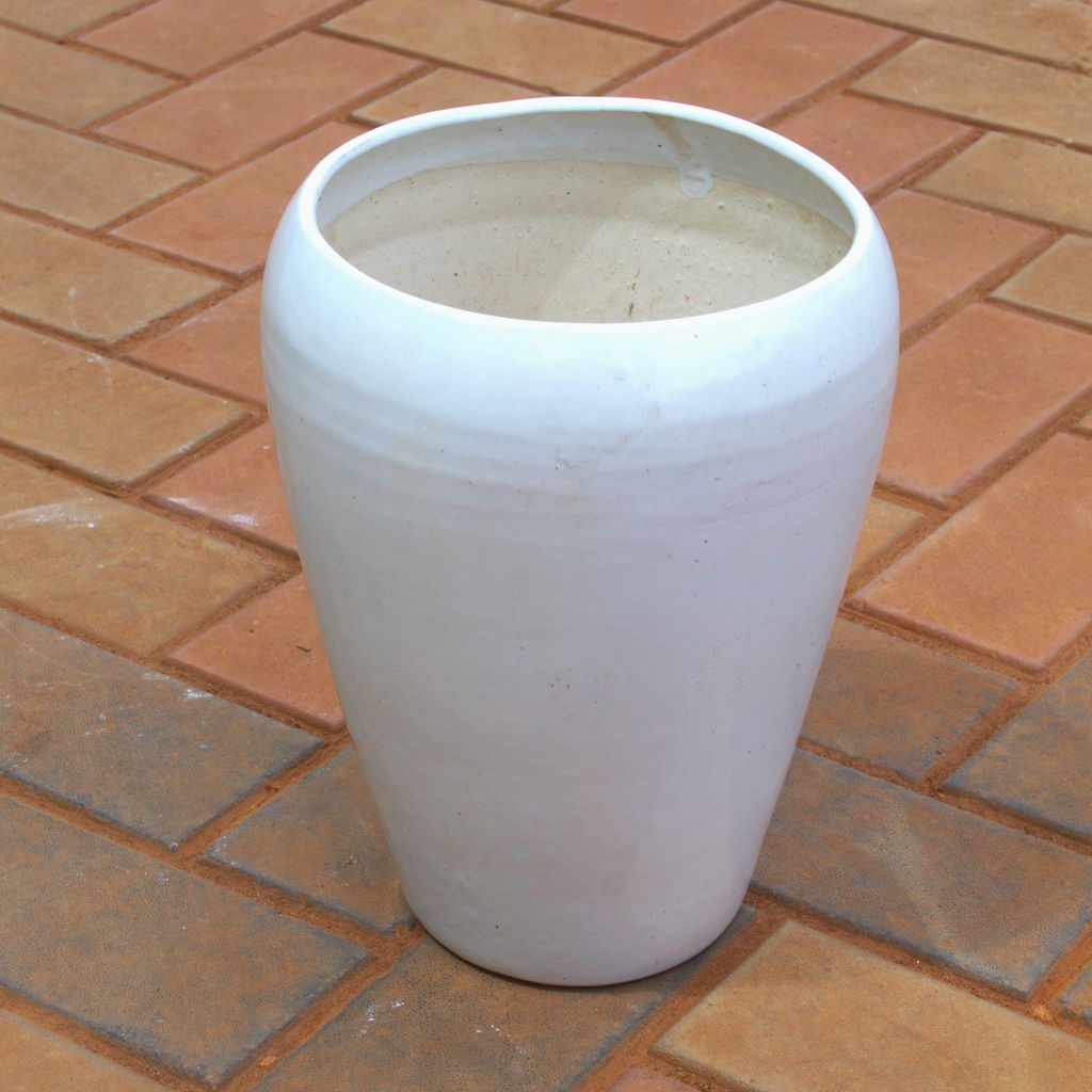 12 Inch White Classy Ceramic Surai / Apple Pot,Pots:Ceramic Planters:Royal Ceramic Pots