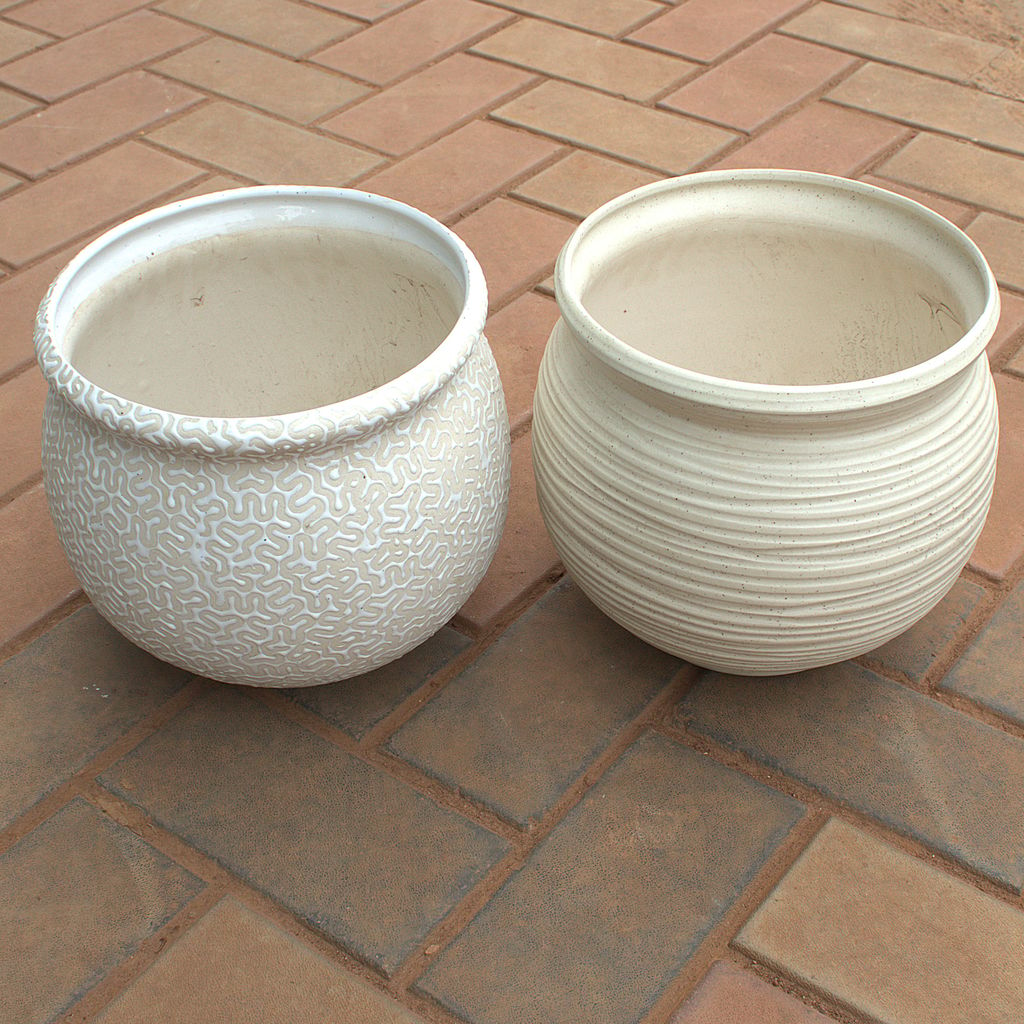 Set Of 2 - 10 Inch Handi Designer Ceramic Pot(Any Colour) (Any Design),Pots:Ceramic Planters:Royal Ceramic Pots