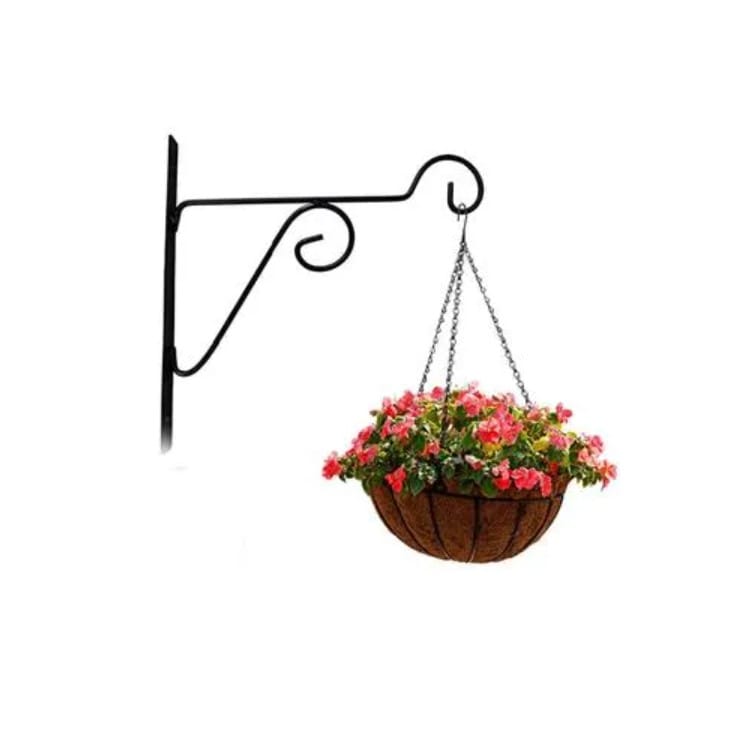 10 x 10 Inch Black Metal Wall Hook Hanging Plant Bracket | Anti Rust Powder Coated| Hanging Bracket for Living Room, Outdoor & Indoor Hanging Plants - 1 Pcs