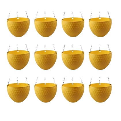 Buy Set of 12 - 6 X 4 Inch Yellow Premium Cerana Hanging Plastic Pot Online | Urvann.com