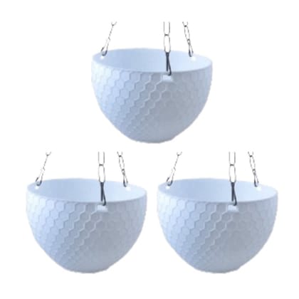 Buy Set of 3 - 6 X 4 Inch White Premium Cerana Hanging Plastic Pot Online | Urvann.com