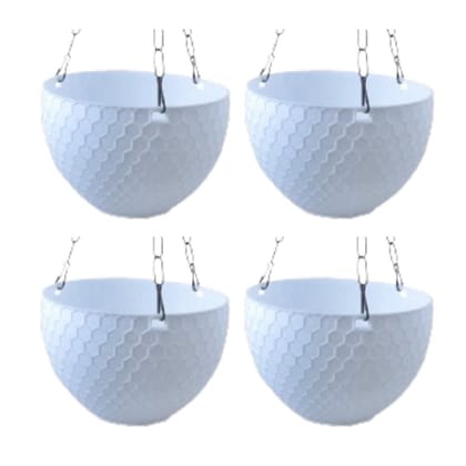 Buy Set of 04 - 6 X 4 Inch White Premium Cerana Hanging Plastic Pot Online | Urvann.com