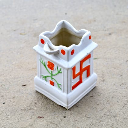 Buy 8 Inch White Designer Tulsi Ceramic Pot (Any Design) Online | Urvann.com