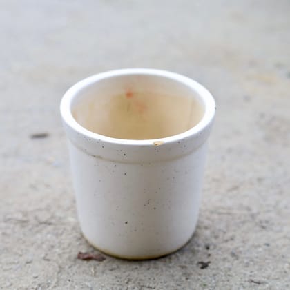 Buy 4 Inch White Glass Shape Ceramic Pot Online | Urvann.com