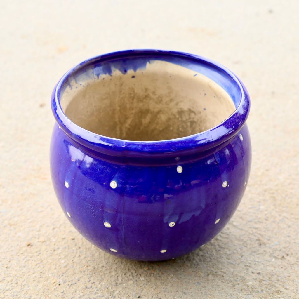 12 Inch Classy Blue Matki Designer Ceramic Pot (Any Design)