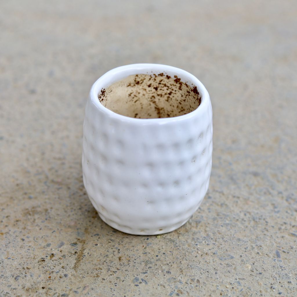 4 Inch White Dotted Designer Ceramic Pot