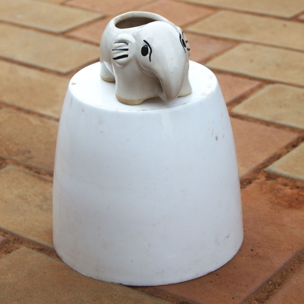 4 Inch Elephant Designer Ceramic Pot (Any Colour)