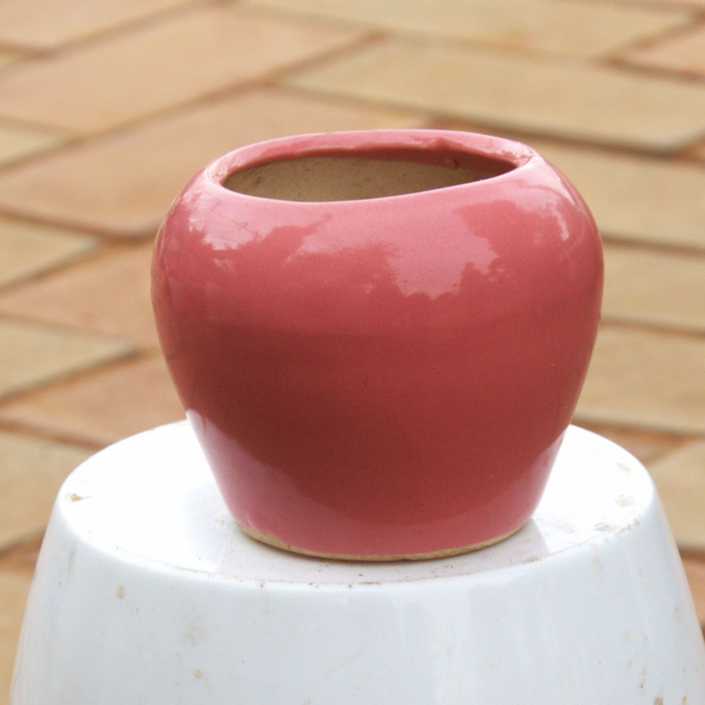 4 Inch Classy Peach Apple Shaped Ceramic Pot