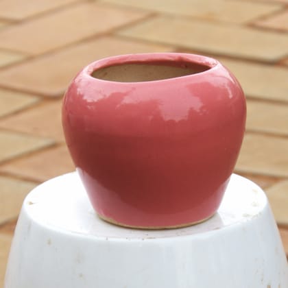 Buy 4 Inch Classy Peach Apple Shaped Ceramic Pot Online | Urvann.com