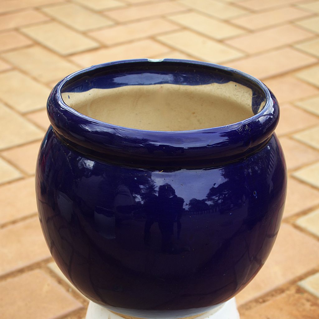 10 Inch Classy Blue Handi Ceramic Pot