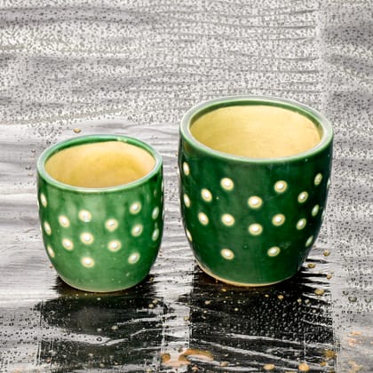 Buy Set of 2 - 4 & 5 Inch Cup Designer Ceramic Pot (any colour) Online | Urvann.com