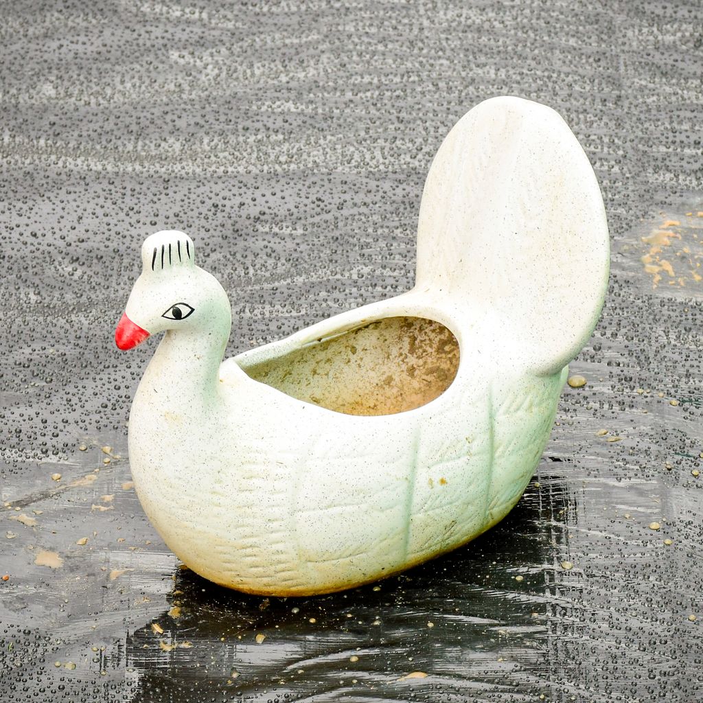 7 Inch White Cute Duck Designer Ceramic Pot