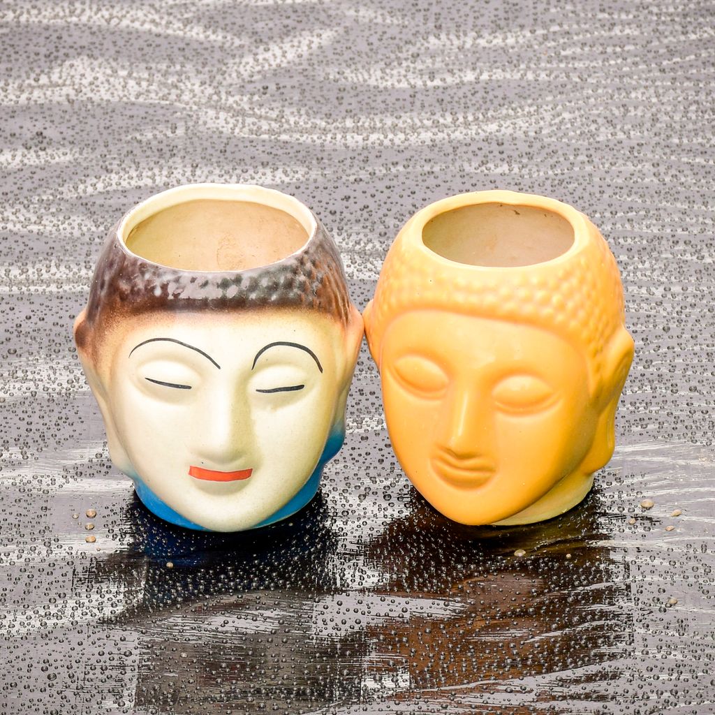 Set of 2 - 6 Inch Buddha Designer Ceramic Pot (any colour)