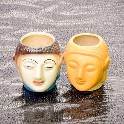 Buy Set of 2 - 6 Inch Buddha Designer Ceramic Pot (any colour) Online | Urvann.com