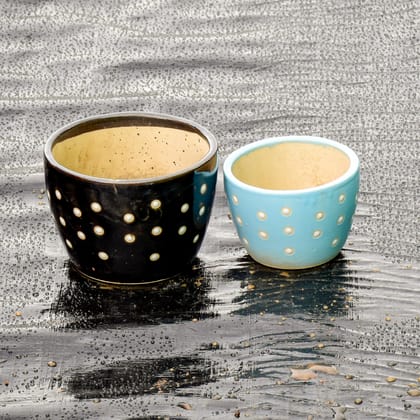 Buy Set of 2 - 5 & 6 Inch Cup Designer Ceramic Pot (any colour & design) Online | Urvann.com