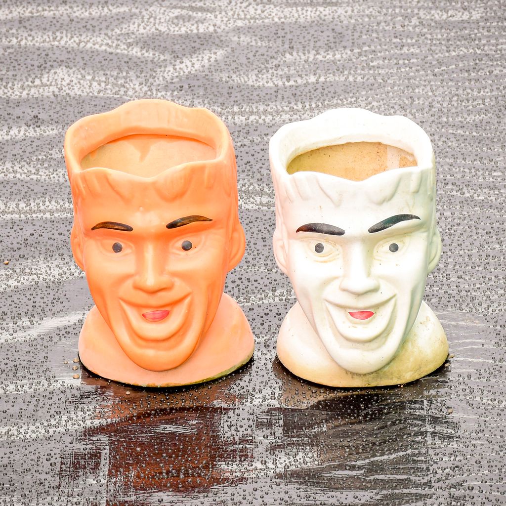 Set of 2 - 6 Inch Face Designer Ceramic Pot (any colour)