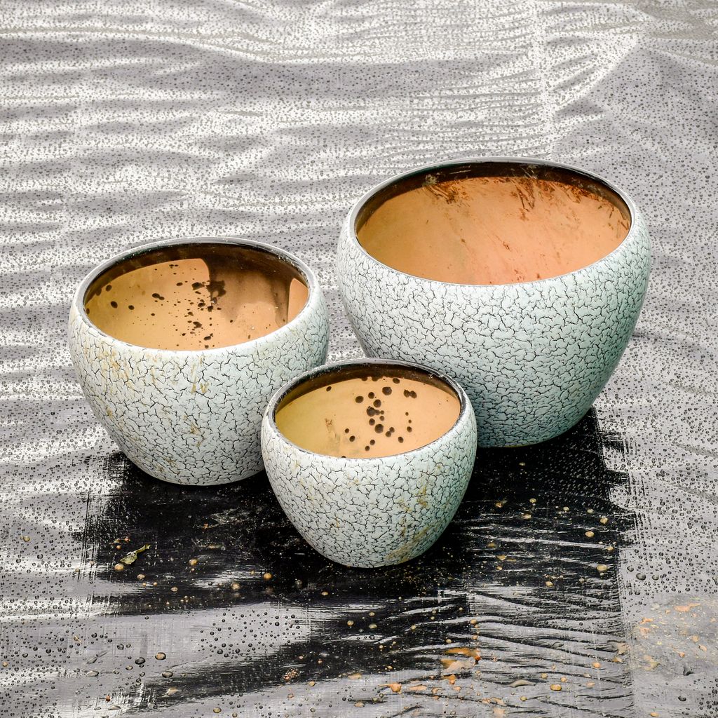 Set of 3 - 5,6 & 8 Inch Classy Apply Bowl Ceramic Pot (any colour & design),Pots:Ceramic Planters:Royal Ceramic Pots