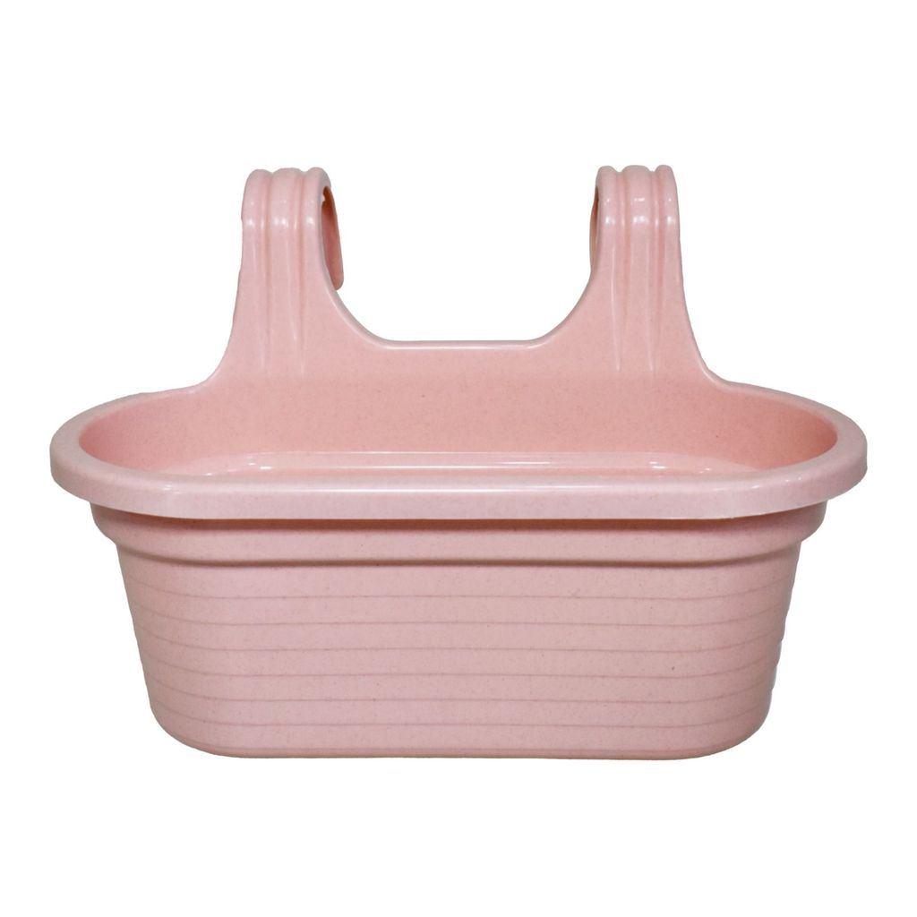 14 X 10 Inch Pink Marble Double Hook Hanging Plastic Pot