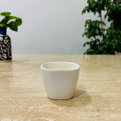 Buy 3 Inch White Mini Handmade Taper Ceramic Pot ? Minimalist Glossy Succulent Pot, Indoor Flower Pot for Home and Office D?cor Online | Urvann.com