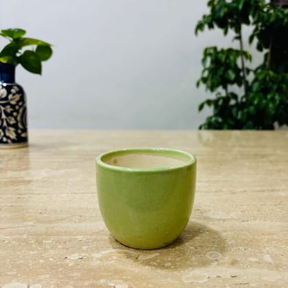 Buy 3 Inch Green Classy Cup Ceramic Pot ? Minimalist Glossy Succulent Pot, Indoor Flower Pot for Home and Office D?cor Online | Urvann.com