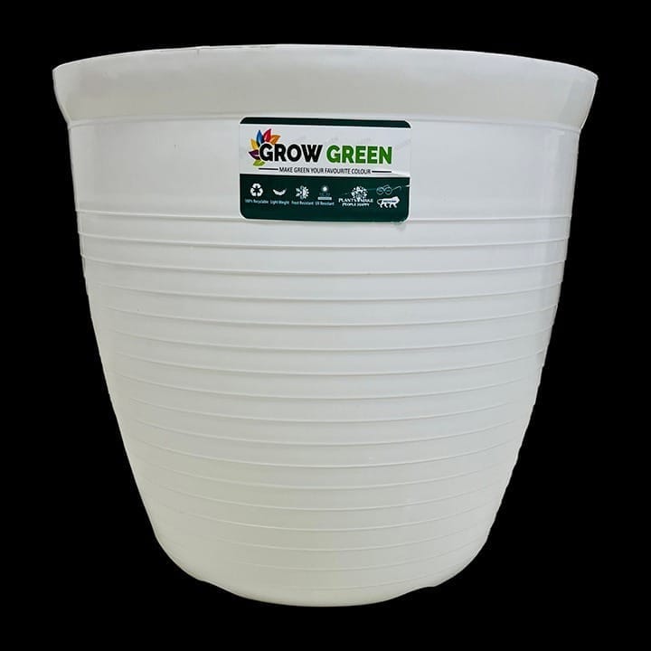 08 Inch White Marble Premium Milo Round Plastic Pot