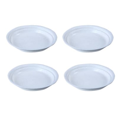 Buy Set of 04 - 5 Inch White Premium Round Trays - To keep under the Pots Online | Urvann.com