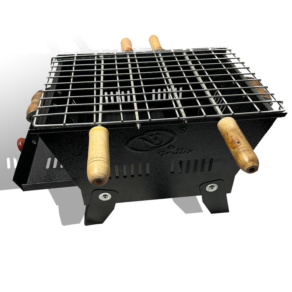 12 X 9.5 X 8.5 Inch - Classic Food Grill, 4 Skewers, Charcoal Tray & Pair of HandLe - 3 Kg