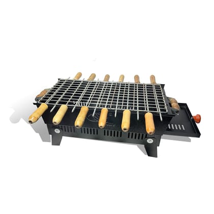 Buy  17X8X8 Inch - Deluxe Without Top Food Grill, 12 Skewers & Charcoal Tray - 2.7 Kg Online | Urvann.com