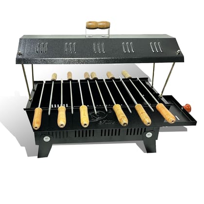 Buy  17X8X15 Inch - Deluxe Food Grill, 12 Skewers & Charcoal Tray - 3 Kg Online | Urvann.com