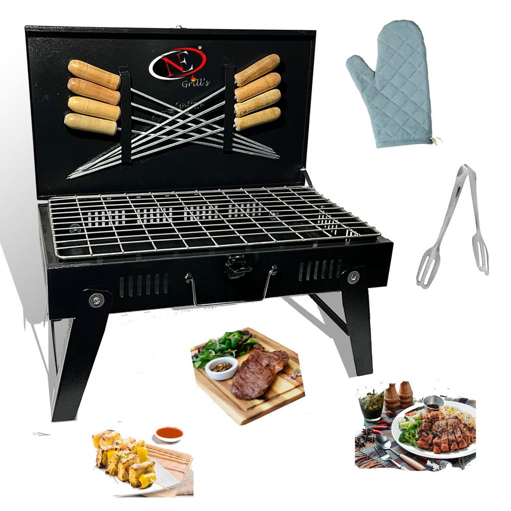 17 X 10 X 10 Inch - Briefcase Food Grill & 8 Skewers - 3 Kg