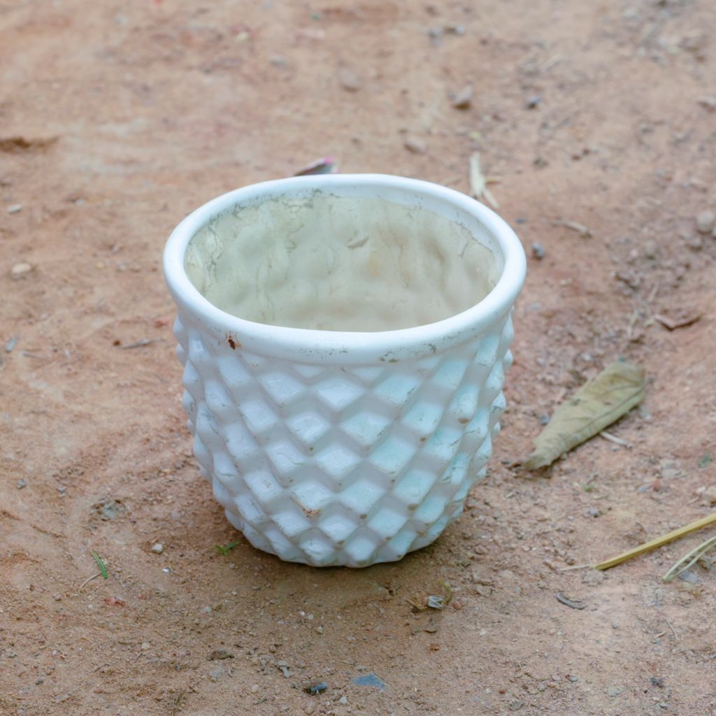 4 Inch White Pineapple Designer Ceramic Pot