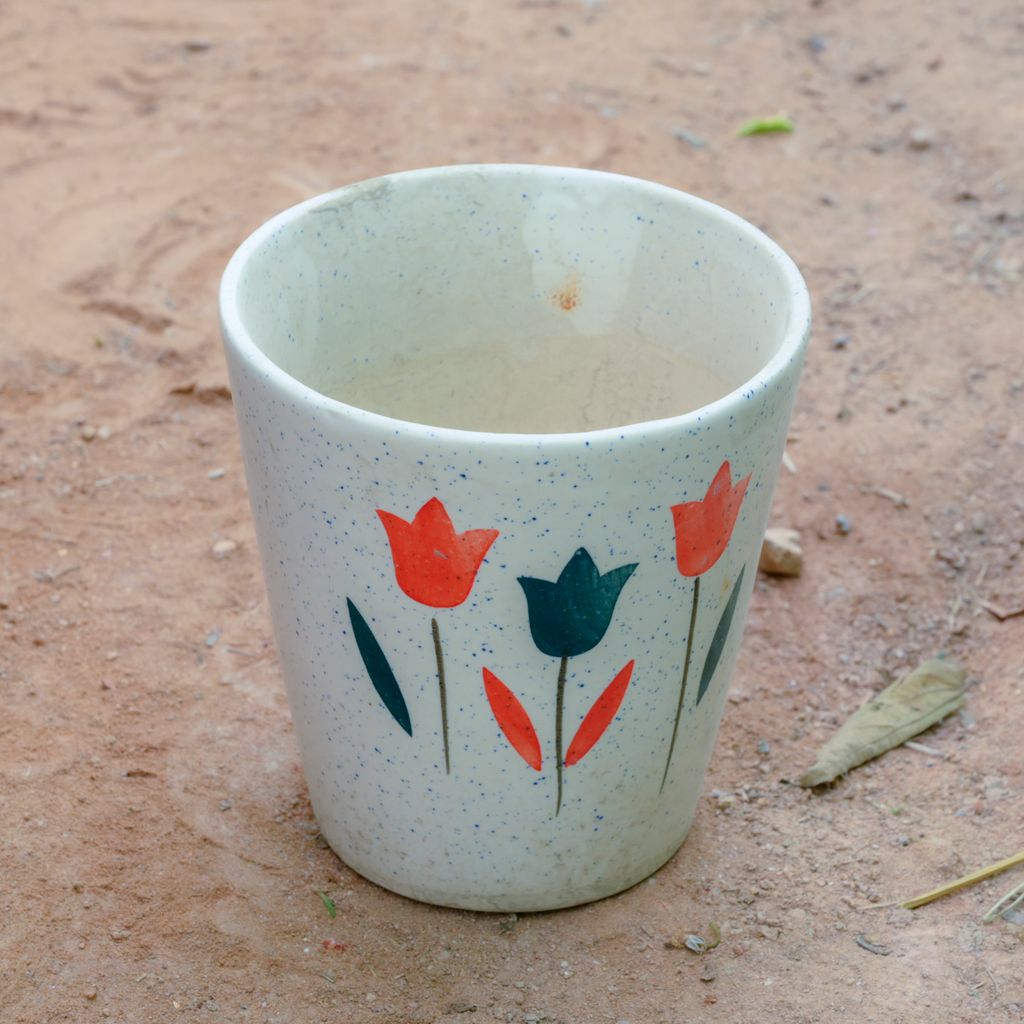 7 Inch White Balti Designer Ceramic Pot (Any Design)