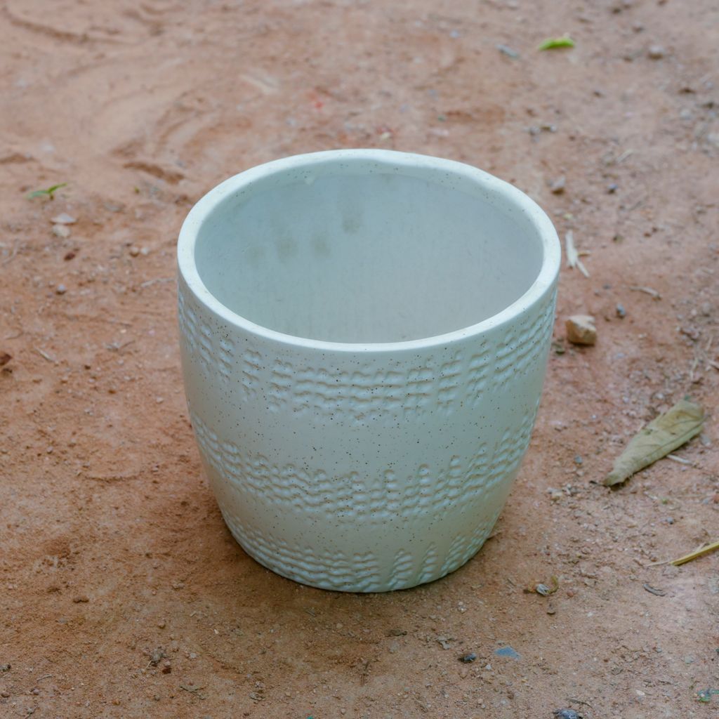 7 Inch White Cup Designer Ceramic Pot (Any Design)