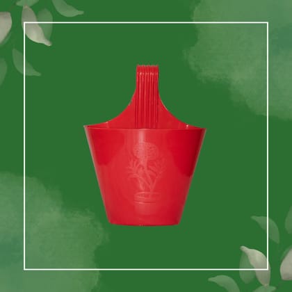 8 Inch Red Single Hook Hanging Plastic Pot