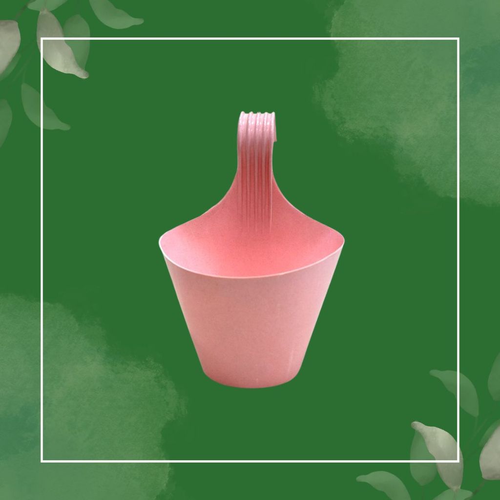 8 Inch Pink Marble Single Hook Hanging Plastic Pot