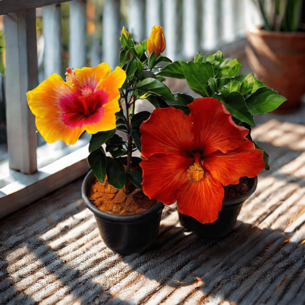 Set of 2 - Hibiscus Dwarf (Orange & Yellow) in 5 Inch Nursery Pot