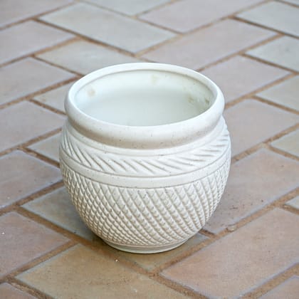 5 Inch White Premium Matki Designer Ceramic Pot